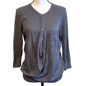 Vince Brown Henley Cashmere blend Cozy Casual Lightweight Knit Sweater Top Small